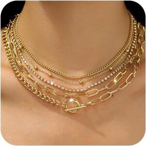 Gold Choker Necklaces for Women - Dainty Necklace 18k Gold Plated Choker Trendy